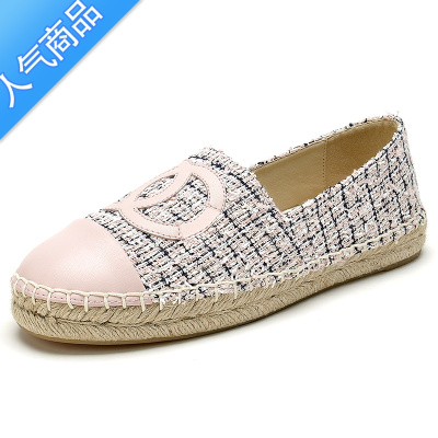 SUNTEK懒人渔夫鞋女平底小香风2023春秋季百搭乐福鞋香港一脚蹬拼色单鞋