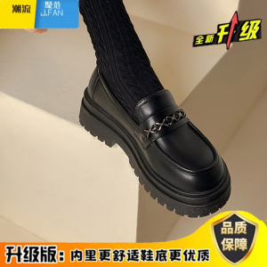 聚范薏尓康英伦风厚底小皮鞋女夏季新款法式日系jk单鞋黑色乐福鞋