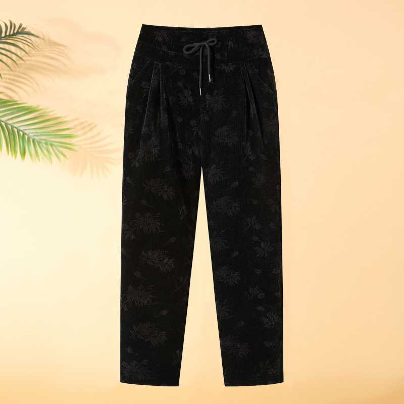 新款绒面女装妈妈裤加绒加厚女士休闲下裤子中老年女大码女长裤子