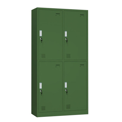 湘渭铁皮更衣柜宿舍储物柜钢制内务柜制式绿皮衣帽柜绿色4门更衣
