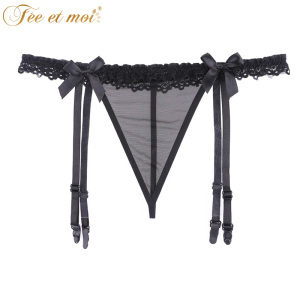 霏慕Fee et moi性感情趣内衣女士内裤透明丁字T裤情趣内衣吊袜带丝袜套装女式情趣丝袜7241/7608