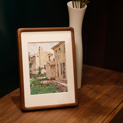 桐橡主义贴角弧面相框摆台框装裱A3四A4开8寸拼图框架24海报外框黑胡桃木A3