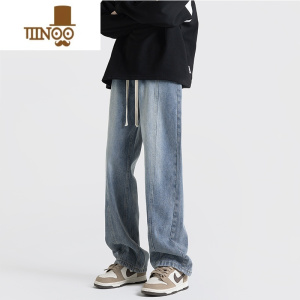 YANXU阔腿牛仔裤男夏季薄款宽松直筒潮牌裤子美式高街vibe休闲百搭长裤