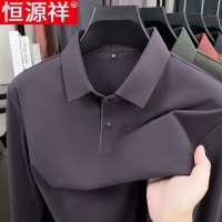 恒源祥薄款长袖t恤男中年秋装新款翻领打底衫爸爸装宽松体恤上衣