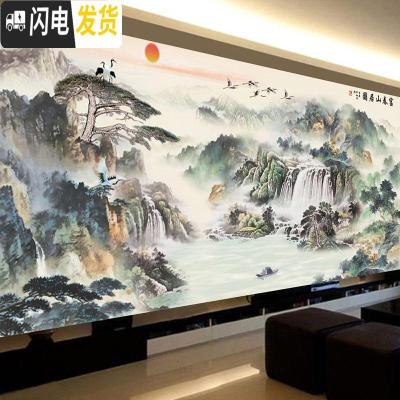 三维工匠钻石画2019年新款富春山居图大幅大气满钻点砖十字绣客厅 [满钻全贴][富春山居图310*120CM][送工具]
