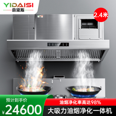意黛斯 商用油烟机大吸力油烟净化器一体机酒店食堂厨房低空排放环保轻油烟内循环净化器YDS-HME2400W13