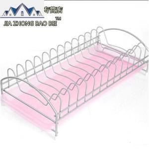 。厨房置物架收纳架不锈钢单层碗碟架沥水架碗筷餐具 三维工匠 底盘颜色随机