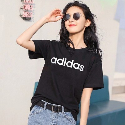 Adidas阿迪达斯NEO短袖女装2021夏季新款黑色T恤运动半袖GP7138