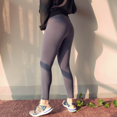 珂卡慕(KEKAMU)健身裤女弹力紧身运动高腰提臀速干大码瑜伽裤跑步胖mm200斤蓝灰色XXL