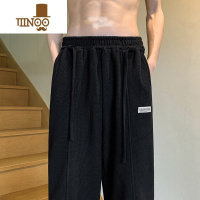 YANXU冷淡风感裤子夏季潮牌男款冰丝华夫格运动裤直筒高个子阔腿裤