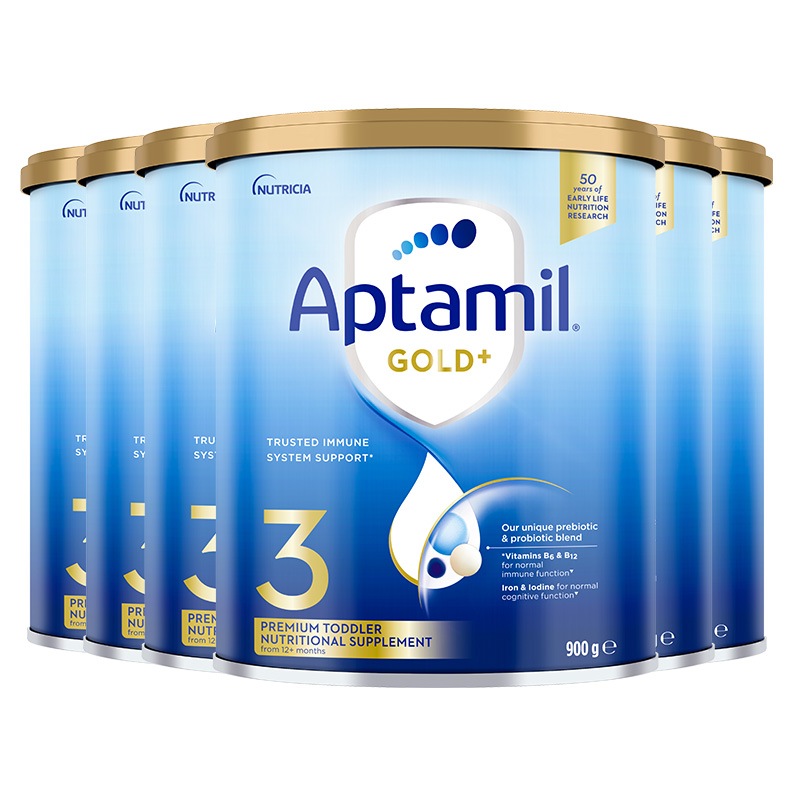 有效期到27年3月-6罐装 | Aptamil 澳洲爱他美 金装版 3段 婴幼儿配方奶粉(1-2岁)900g