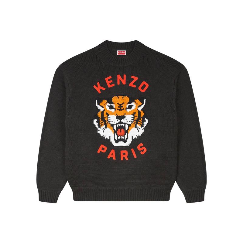 高田贤三(Kenzo)羊毛套头衫男冬装修身显瘦运动保暖刺绣老虎图案