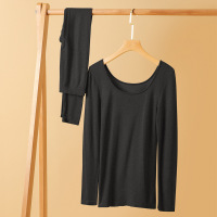 方领螺纹秋冬保暖内衣女发热内穿打底衣无缝美体修身秋衣秋裤套装