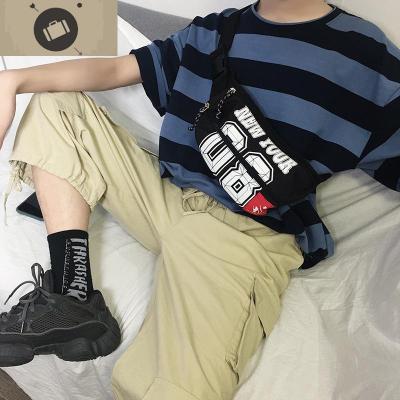 街头滑板侧挎胸包ins帆布斜挎包轻便单肩小背包韩版嘻哈男士腰包艾狄伊娃