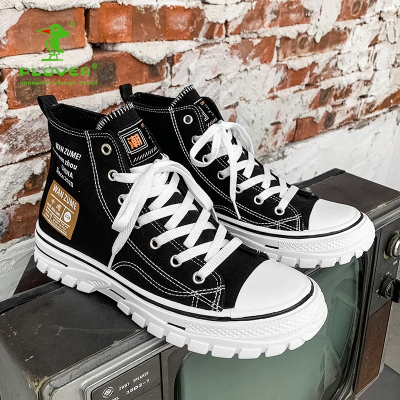 香港啄木鸟plover运动户外-2021新品运动休闲鞋潮鞋韩版潮流运动休闲鞋高帮帆布鞋男