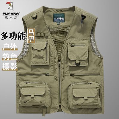 啄木鸟工装马甲男士夏季新款户外摄影钓鱼背心机能多口袋马夹外套