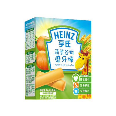 亨氏(Heinz)蔬菜谷物磨牙棒64g适用辅食添加初期以上至36个月宝宝磨牙棒饼干婴儿辅食宝宝零食无添加儿童营养辅食