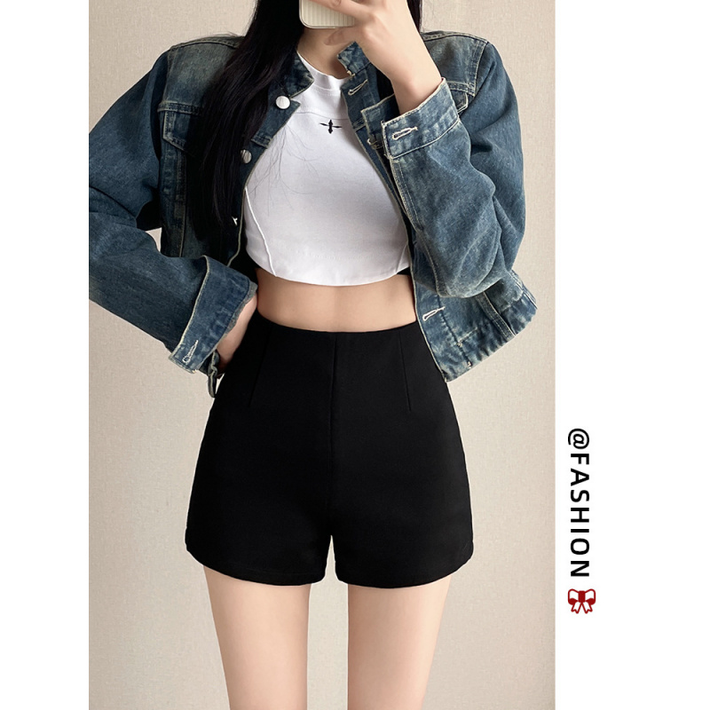 黑色短裤春外穿2026新款配靴子高腰显瘦a字西装靴裤薄款辣妹热裤