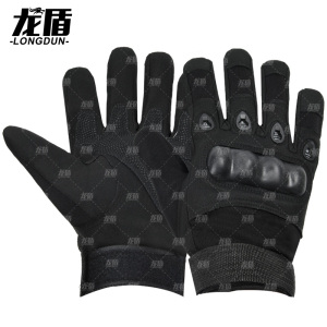 龙盾战术全指手套男士格斗拳击户外骑行机车摩托运动健身露指黑色 军绿色 土黄色