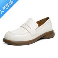 SUNTEK2023年秋夏季新款乐福鞋女英伦风圆头粗跟小皮鞋软底妈妈单鞋
