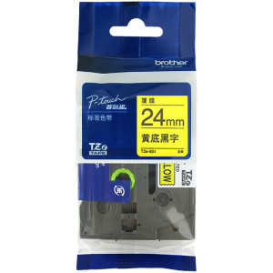 兄弟(brother)原装标签打印机标签带标签纸 24mm宽度 黄底黑字24mm TZE-651