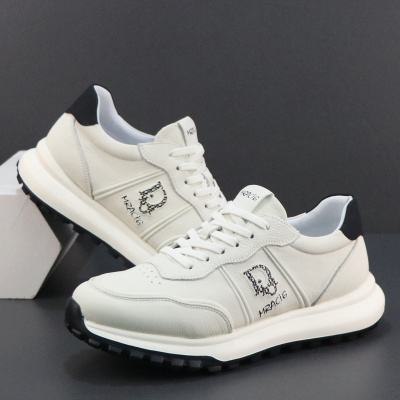 真皮运动鞋男头层牛皮轻便软底舒适透气户外休闲鞋男士潮流小白鞋