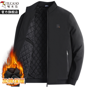 啄木鸟中老年爸爸男士棉服外套2025新款春季立领加绒加厚夹克棉衣