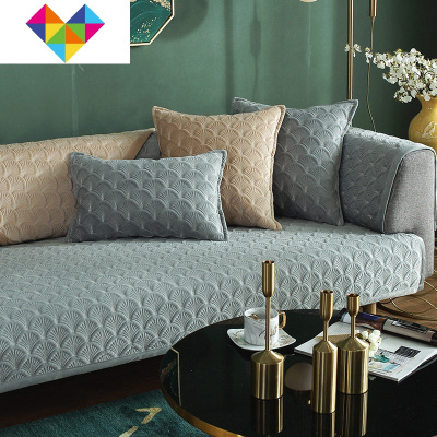 沙发垫子毛绒四季通用防滑加厚冬天季北欧简约现代风格定做深灰90*70cm御蓝锦