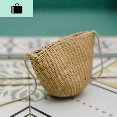 ins编包旅行沙滩百搭可爱海边度假休闲斜挎包夏手工编织零钱包NEW LAKE 草编色女士单肩包