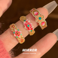 999纯银莲花四叶花戒指女指环尾戒创意时尚小众设计约3g BCJ3316送女朋友老婆情人节七夕生日礼物