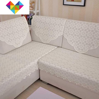 双人单层沙发靠背巾防滑四季全盖布装饰通用布艺布料足浴欧式纱巾米色冰丝小花(18针高密度薄款)70*70cm方巾