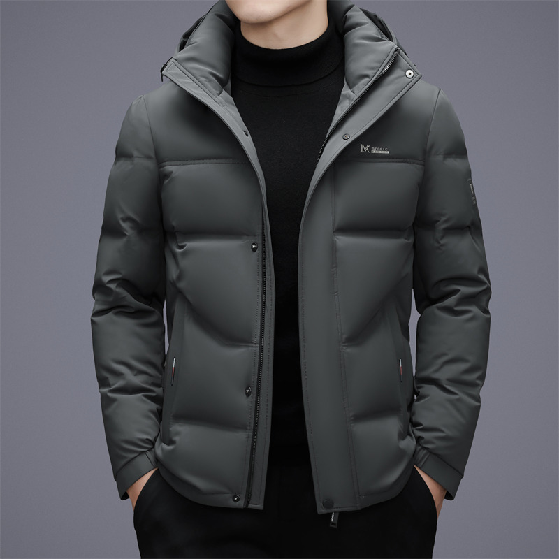 脱卸帽羽绒服冬季新款中年男士短款加厚羽绒服保暖白鸭绒羽绒外套