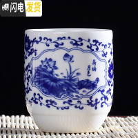 三维工匠大容量耐热景德镇陶瓷泡茶壶凉水壶 大号高温青花陶瓷大茶壶 茶杯 荷塘月色杯4个