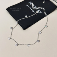 小清新锆石脚链女s925纯银日系简约百搭轻奢时尚网红脚饰品批发送女朋友老婆情人节七夕生日礼物