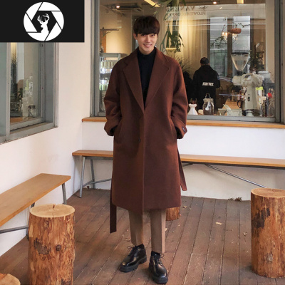 HongZun呢子大衣男冬季加厚中长款毛呢风衣外套男冬潮百搭外衣风衣