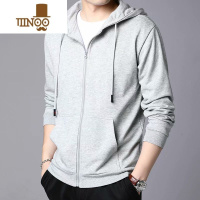 YANXU纯色开衫卫衣男连帽春加绒上衣服潮流宽松百搭男装学生外套