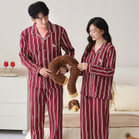 情侣睡衣春秋冬季棉质本命年喜庆结婚红色一男士一女士家居服套装_550