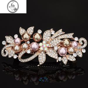 JiMi珍珠发夹女气质水钻后脑勺盘发顶夹韩国优雅妈妈发卡简约横夹头饰