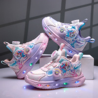 新款春秋儿童运动鞋女童可爱女孩休闲公主学生轻便透气皮面跑步鞋