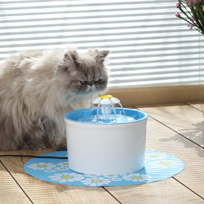 宠物饮水机自动循环智能时光旧巷过滤喝水器狗狗活氧喷泉喂水器猫咪用品小花蓝色(收藏加购送垫子)