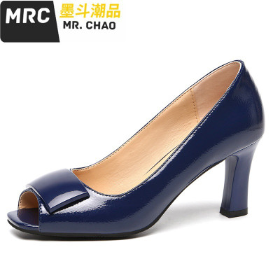 2020春季新款鱼嘴单鞋女高跟(5-8厘米)鞋子妈妈鞋休闲女鞋墨斗潮品休闲鞋