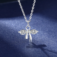 蝴蝶结项链女S999足银新款时尚甜美气质锁骨链简约ins项饰品批发送女朋友老婆情人节七夕生日礼物