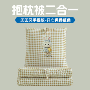 水洗棉抱枕被两用午休靠枕办公室午睡枕头空调毯子二合一车载加厚