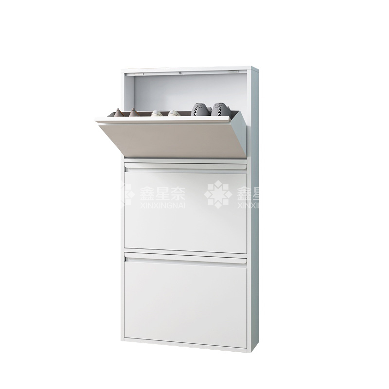 鑫星奈XXN4022016 钢制翻斗鞋柜简约现代收纳柜白色三斗