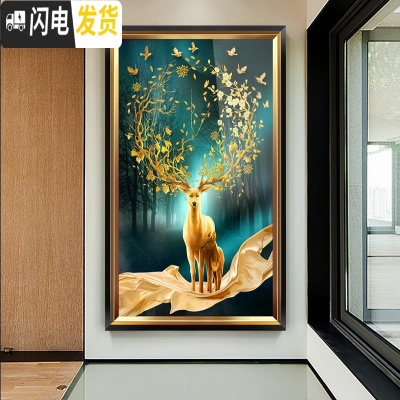 三维工匠2019新款5d钻石画客厅满钻发财鹿点砖十字绣水晶麋鹿diy [满钻全贴]90*160[免费补钻-多30钻量]