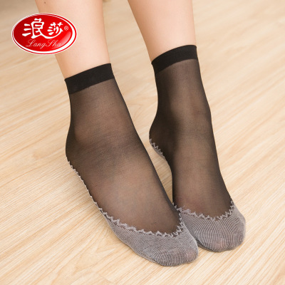6双装浪莎短丝袜女天鹅绒夏季防滑按摩短筒袜子女短袜春秋