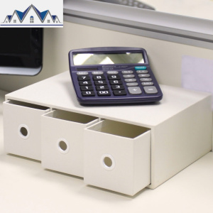 桌面办公室创意抽屉式化妆品小号三层收纳盒储物柜书桌上迷你格子 三维工匠