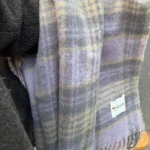 啄木鸟2024冬新款蓝色格子围巾女冬季保暖氛围感情侣百搭围脖学生