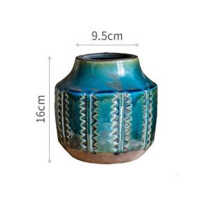 家柏饰(CORATED)蝶翅蓝几何纹陶瓷做旧花瓶 复古花器装饰摆件罐子民族风 蝶翅蓝旧瓷瓶(小)(不能水培)