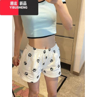YIBUSHENG美式狗脚印花运动短裤女季薄款宽松休闲外穿a字三分阔腿热裤子